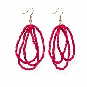 Vibrant Pink Beaded Earrings